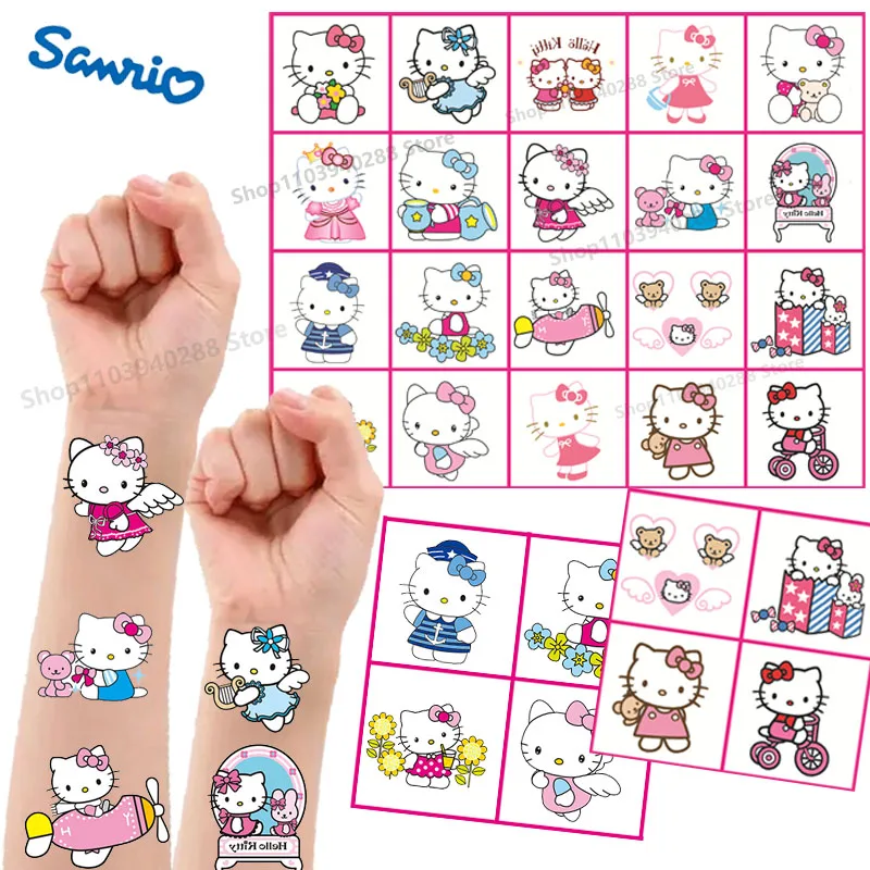 Sanrio Hello Kitty Tattoo Stickers Cartoon Cute Kids Reward Stickers Birthday Party Suppliefor Decoration Kids Christmas Gifts