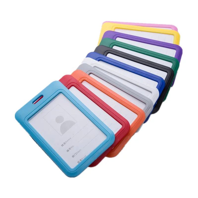 Push Pull Type Identification Badge Holder Employees Staff Credentials Card Cover Business Pass ID Name Card Protector Case
