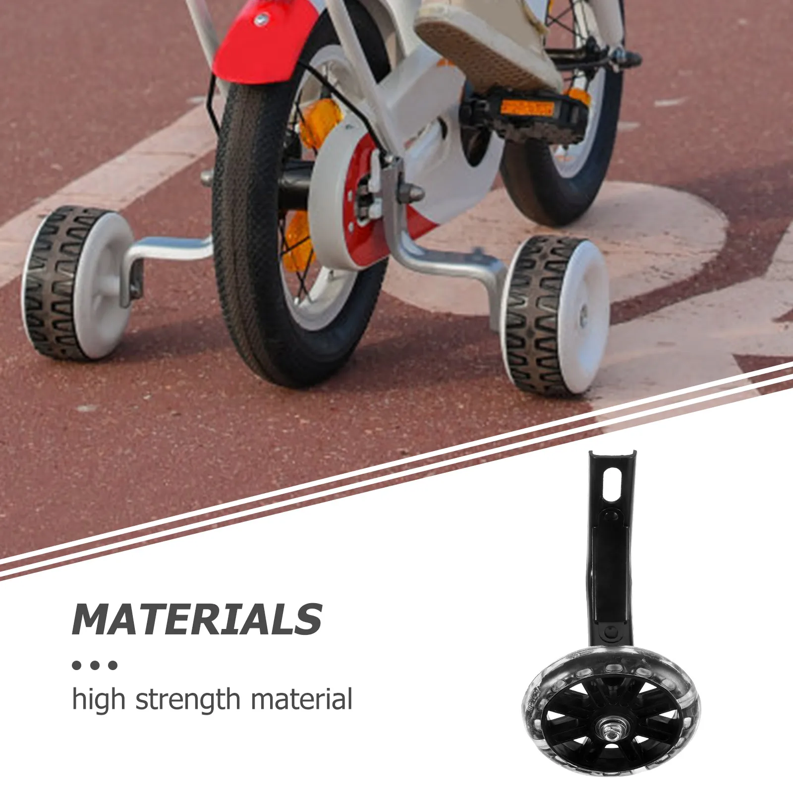 

1Set Kids Bike Training Wheels Black Flashing Balance Auxiliary Wheel Mute Sturdy Adjustable Support for Child Bicycle Riding