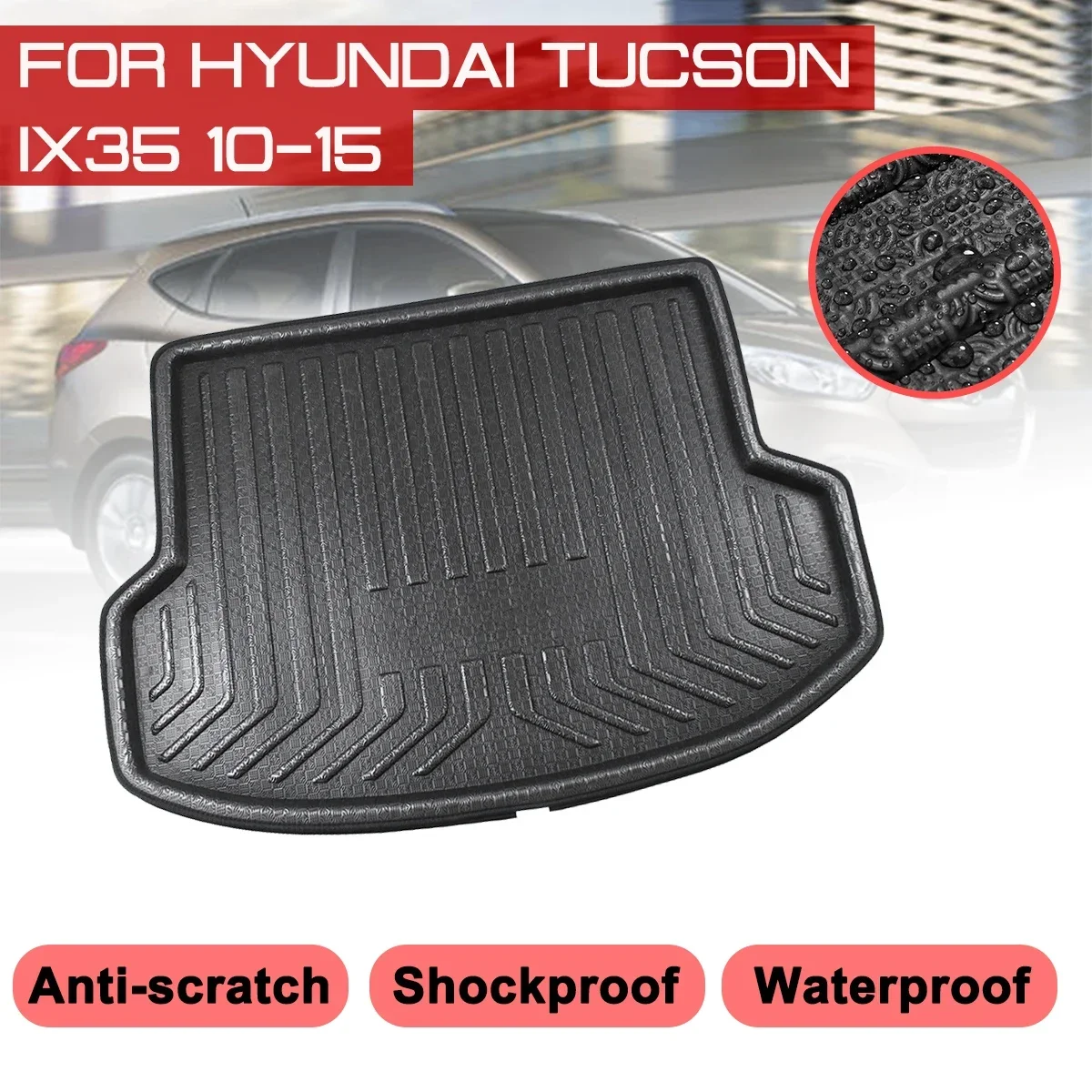 Car Floor Mat Carpet For Hyundai Tucson IX35 2010 2011 2012 2013 2014 2015 Rear Trunk Anti-mud Cover