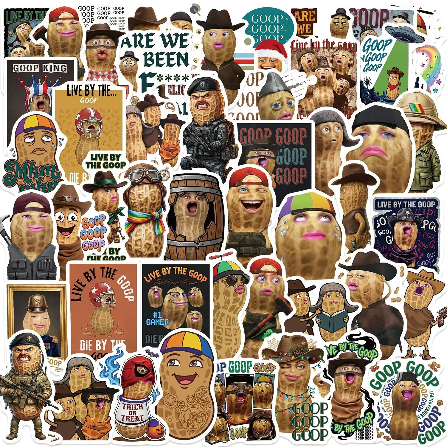 50-100PCS Cartoon Funny Peanut Expression Stickers Waterproof Decals for Guitar Notebook Luggage Laptop Phone Scrapbook