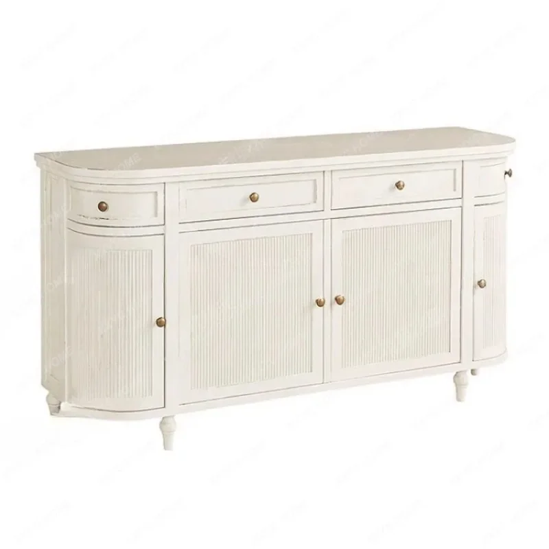 French Retro Entrance Cabinet Simple Modern White Solid Wood Sideboard