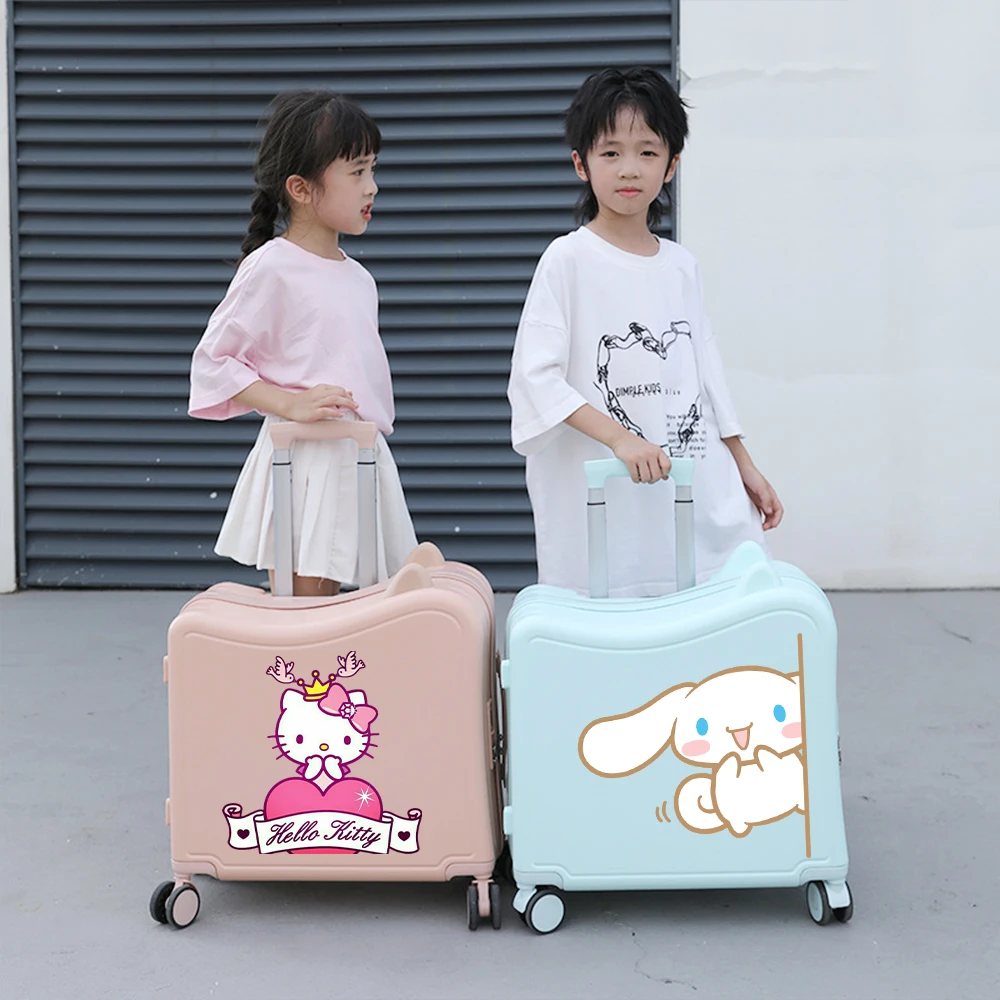 Cartoon Sanrioed 20 pollici Trolley Case Hello Kitty Cinnamoroll Anime Kuromi Melody valigia Mute Universal Wheel Student Travel