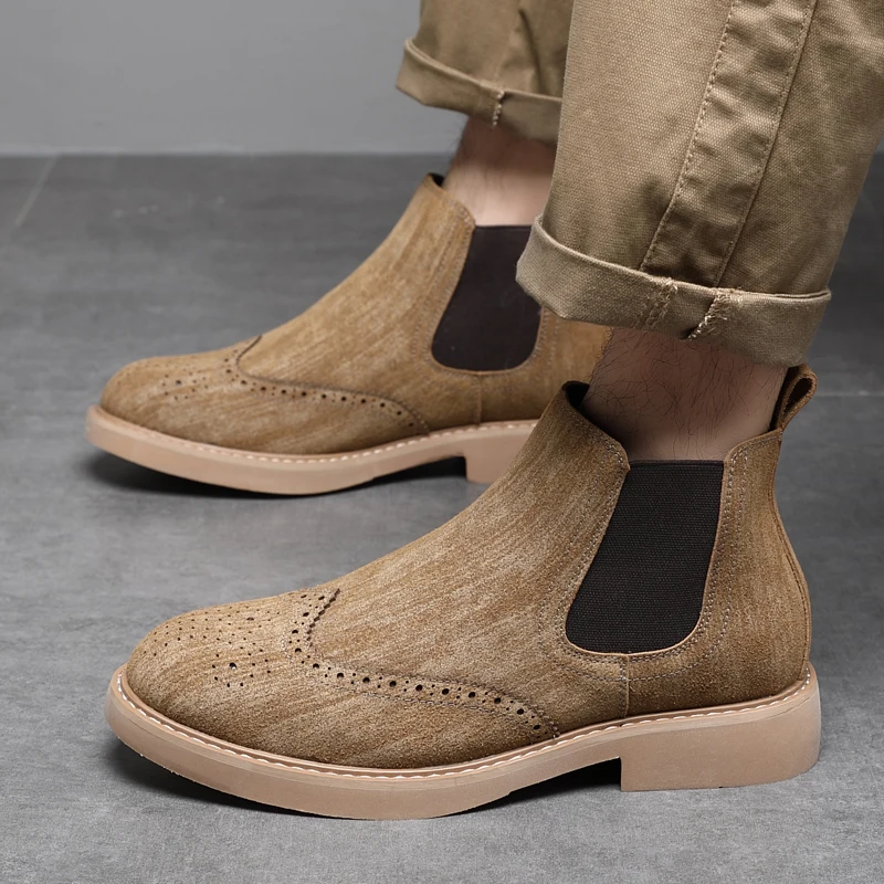 

Модные хит продаж, мужские кожаные высокие ботинки челси, высококачественные удобные мягкие городские деловые ботинки, уличные ботинки для вождения