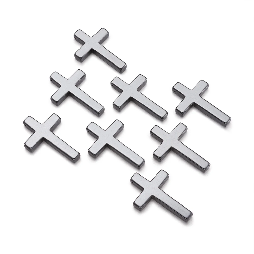 Non-magnetic Hematite Pendants Black Cross Jewelry Making Accessories Size:  33.5x23x4mm, hole: 1mm 20pcs