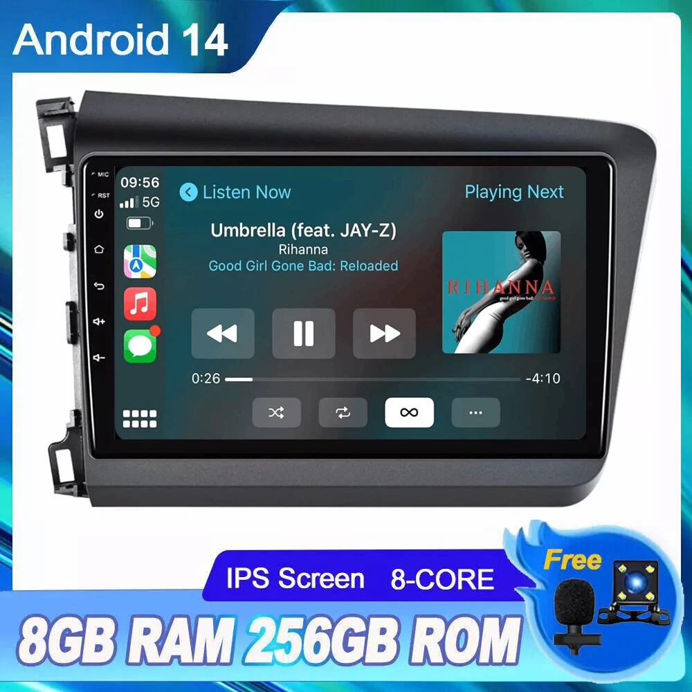 

Wireless Carplay Auto WIFI+4G Car Radio For Honda Civic 2012 2013 2014 2015 Multimedia Player Stereo GPS DSP Head Unit No DVD