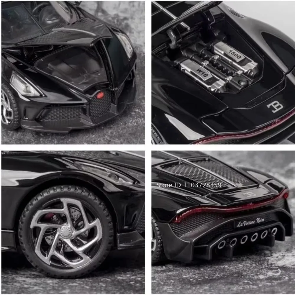 1:32 Toy Model LA VOITURE NOIRE Sports Cars Alloy Diecast DIVO Supercars Sound Light Doors Opened Pull Back Racing Vehicles Gift