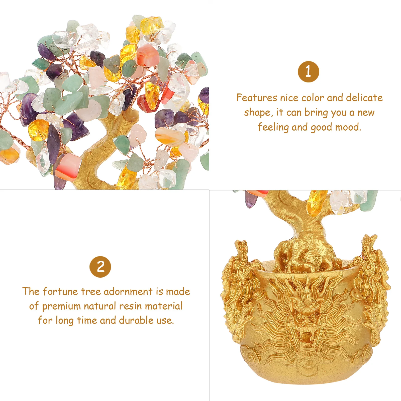 

1Pcs Wealth Tree Ornament Exquisite Resin Golden Color Feng Shui Bonsai Decor Money Tree Desktop Fortune Adornment