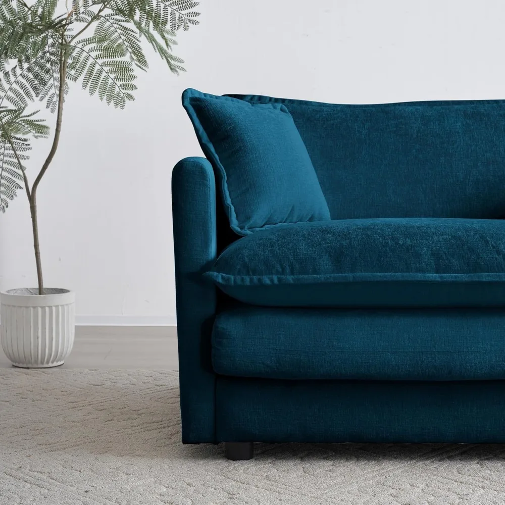 أريكة شانيل مقطعية مع مسند باللون الأزرق الداكن لراحة وأناقة فاخرة