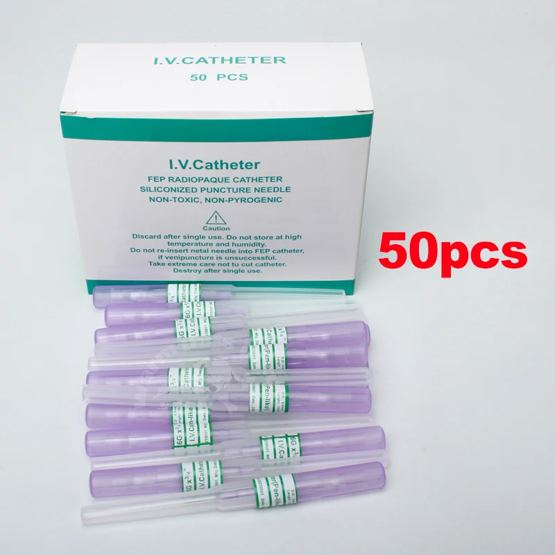 50pcs IV Cannula Pen Type Intravenous Injection Catheter 20G 22G 24G 26G Veterinary Suppliers