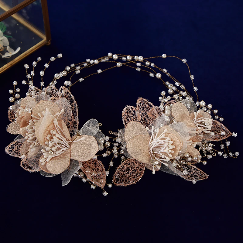 Royal Flower Bridal Headbands Tiaras Soft Wedding Hairbands Evening Head Wear Wedding Hair Accessory