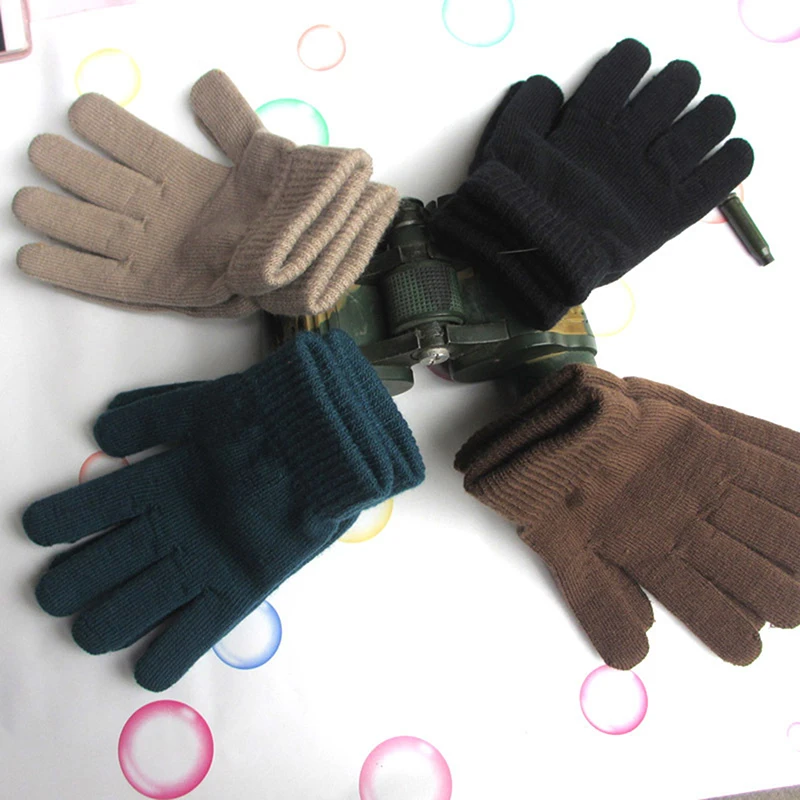 Plush Gloves Women Men Autumn Thickened Solid Color Full Finger Mittens Hand Warmer Gloves Couple Cycling Gloves Winter Knitted