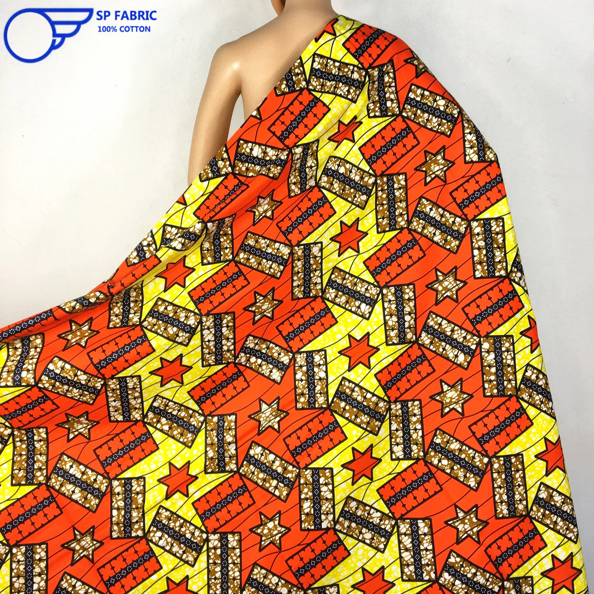 100% Original Super Ankara Wax Print Cotton Fabric From Holland 6 Yards Real Soft Dutch African Batik Cloth For Sewing LN-11