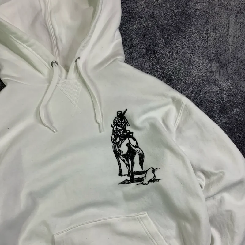 Y2K Retro Harajuku White Pullover Hoodie Vintage Anime Manga Graphic Print Streetwear Casual Loose Men Women Sweatshirt - Image 5
