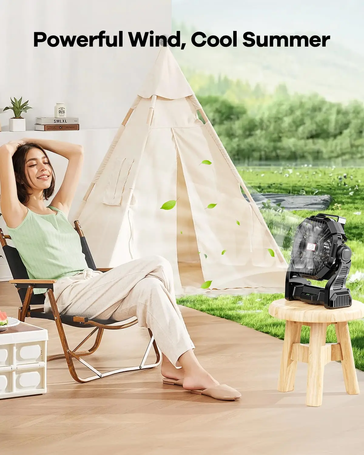 2026 New Upgrade 30000mAh Rechargeable Camping Fan With LED Lantern,Portable Battery Powered Outdoor Fan For Bedroom,Camping,Tra