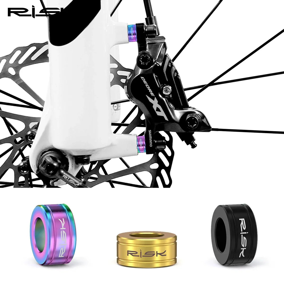 

RISK M6 Titanium Alloy MTB Integrated Disc Brake Adjusting Washer XT Bike Brake Caliper Heightening Screw Spacer for BMX Bicycle
