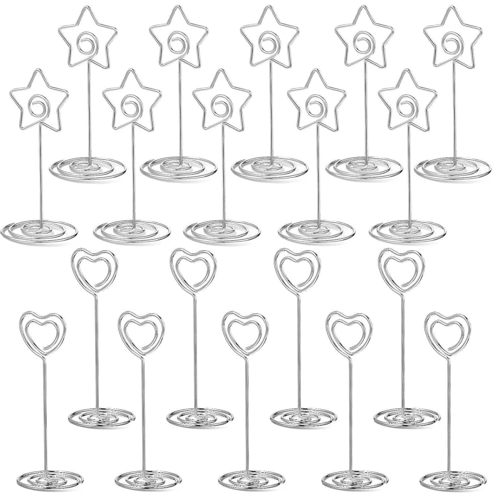 20 Pcs Card Holder Photo Stands Memo Clips Table Number Heart-shaped Holders Carbon Steel Paper