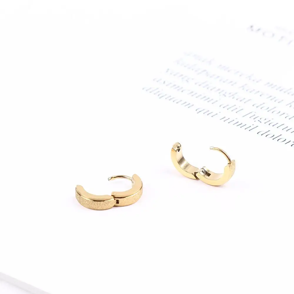 Панк тусклые мужские ювелирные изделия из нержавеющей стали модные простые круглые серьги-кольца золотой лак