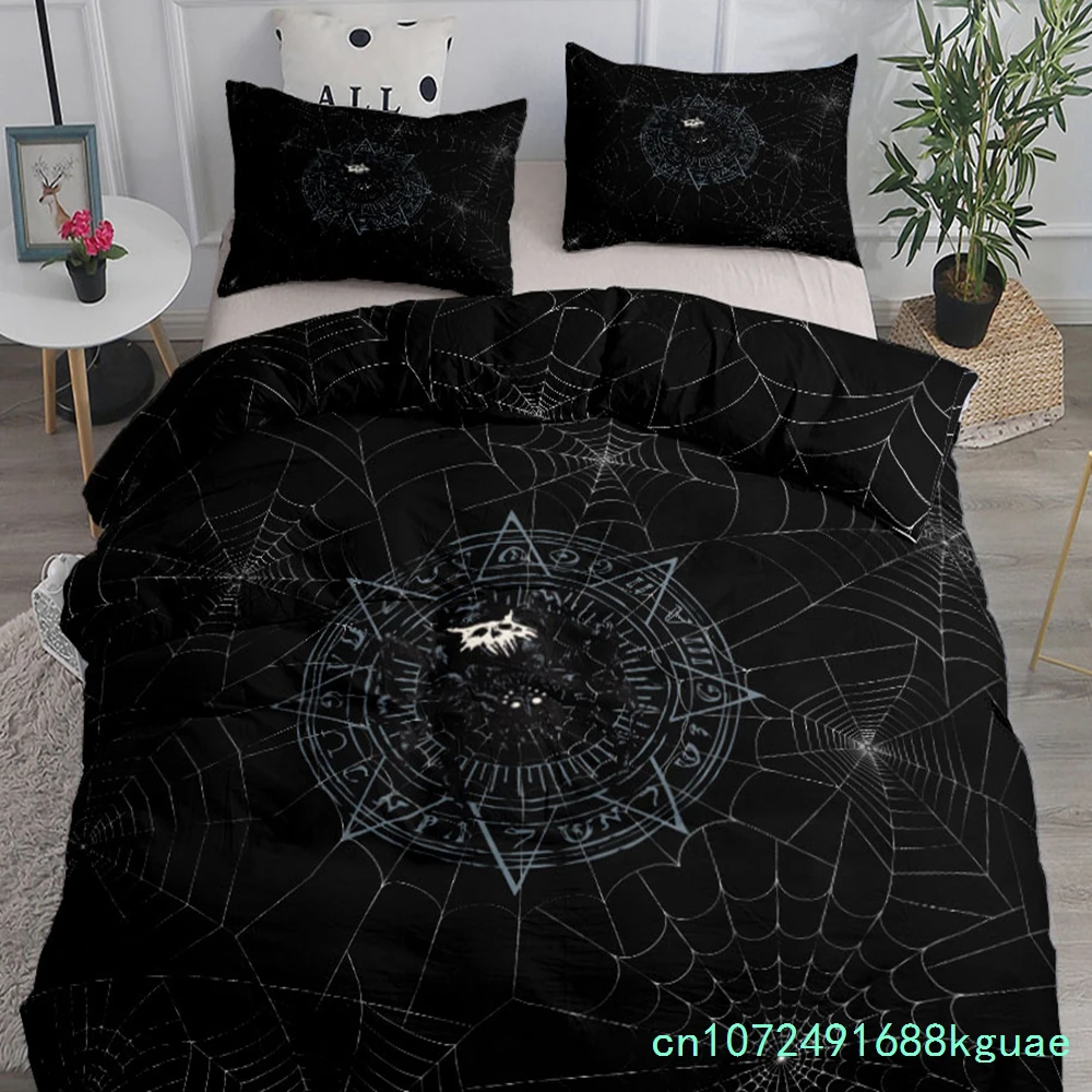 Gothic Spiderweb Duvet Cover Set King Queen Double Full Twin Single Bed Linen Set