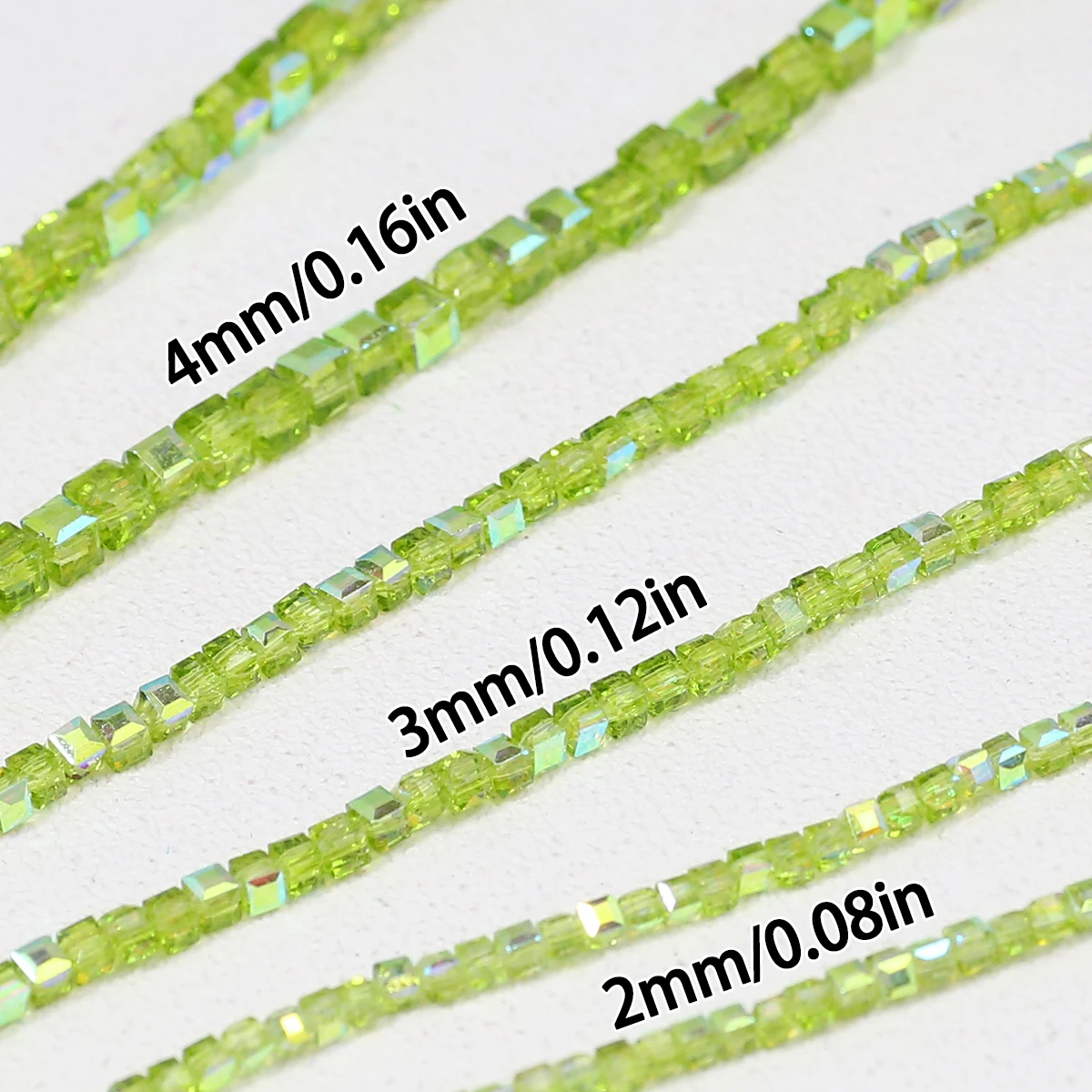 2/3/4mm Square Crystal Beads Multicolor Faceted Loose Spacer Glass Beads for Jewerly Making DIY Bracelets Necklace Accessories