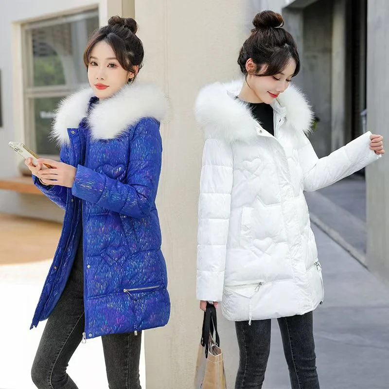 New Long Cotton-padded Jacket Slim Joker Coat Big Fur Collar Coat Female Explosions Fashion Western Style Cotton-padded Jacket