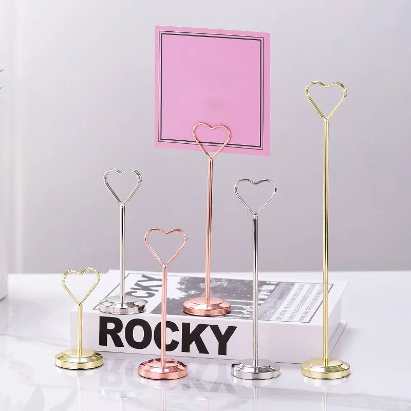 

Stainless Steel Tall Place Card Holder Table Number Restaurant Menu Memo Note Clips Wedding Photo Picture Sign Holder Stand