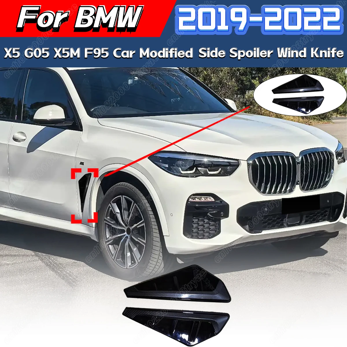 

For BMW X5 G05 X5M F95 2019 2020 2021 2022 Car Body Side Hole Air Inlet Protective Cover Black ABS Front Fender Body Trim Kit