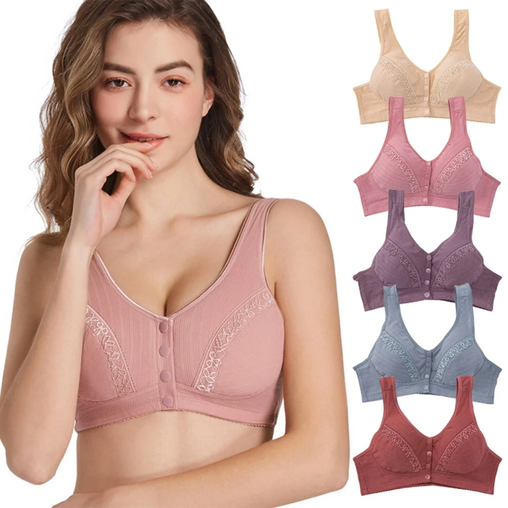 Women Wireless Brassiere Front Button Closure Underwear Support Bra Comfortable Sport Bra Plus Size