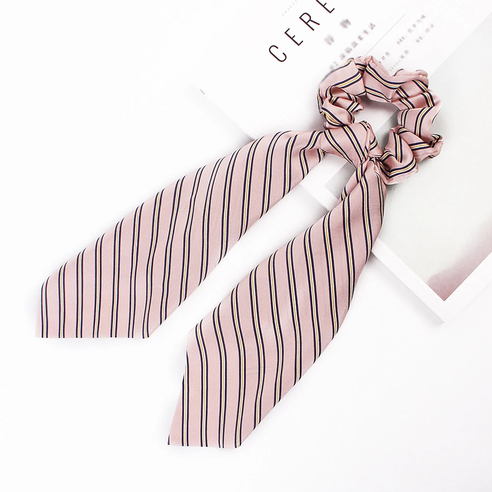 

6 Pcs Long Streamer Hair Ring Solid Color Satin Bowknot Ties Girls Daily Wear Ponytail Holder Hair Rope Accessories