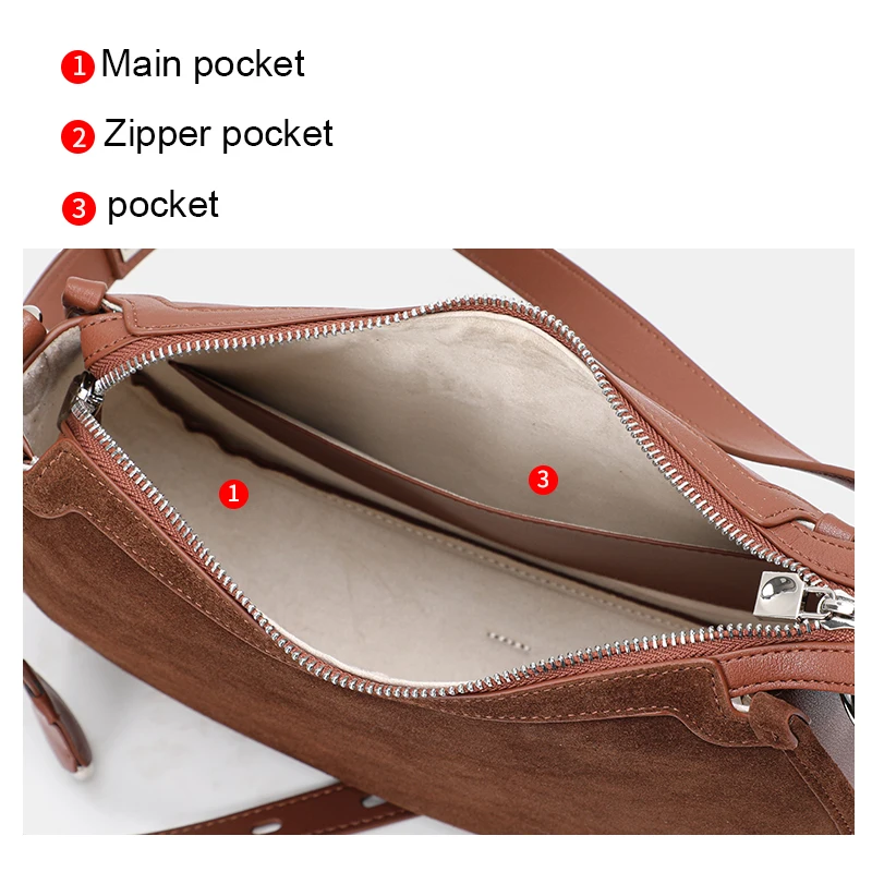 New Spring and Summer Style Frosted Leather Advanced Sense Crescent Shoulder Bag, Fashionable Retro Minimalist Crossbody - view 6