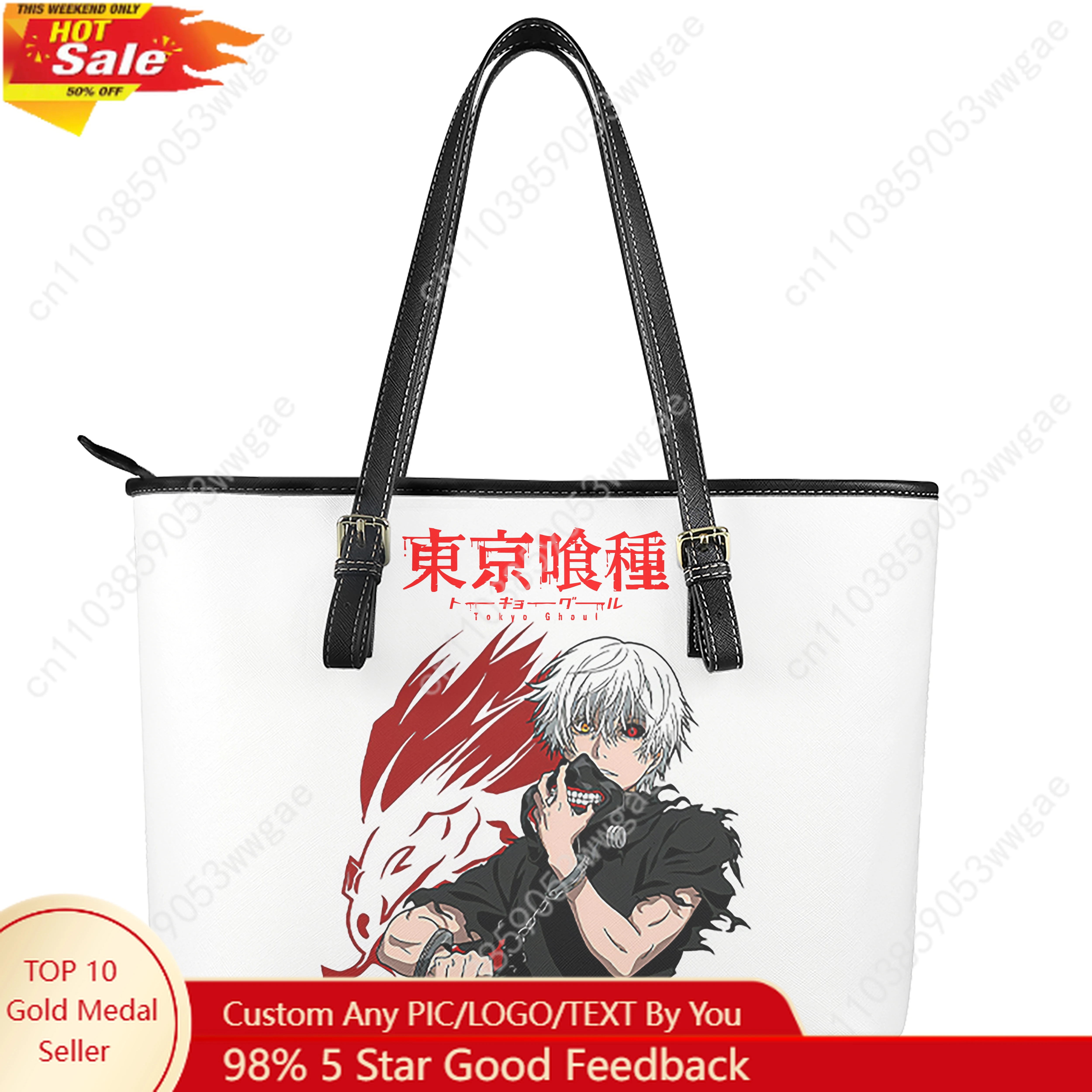 

Tokyo Ghoul Handbag Women Man Vintage Personalized Tote Bag Shoulder Bag Business Leather Purse Travel Anime Customized Bag Gift