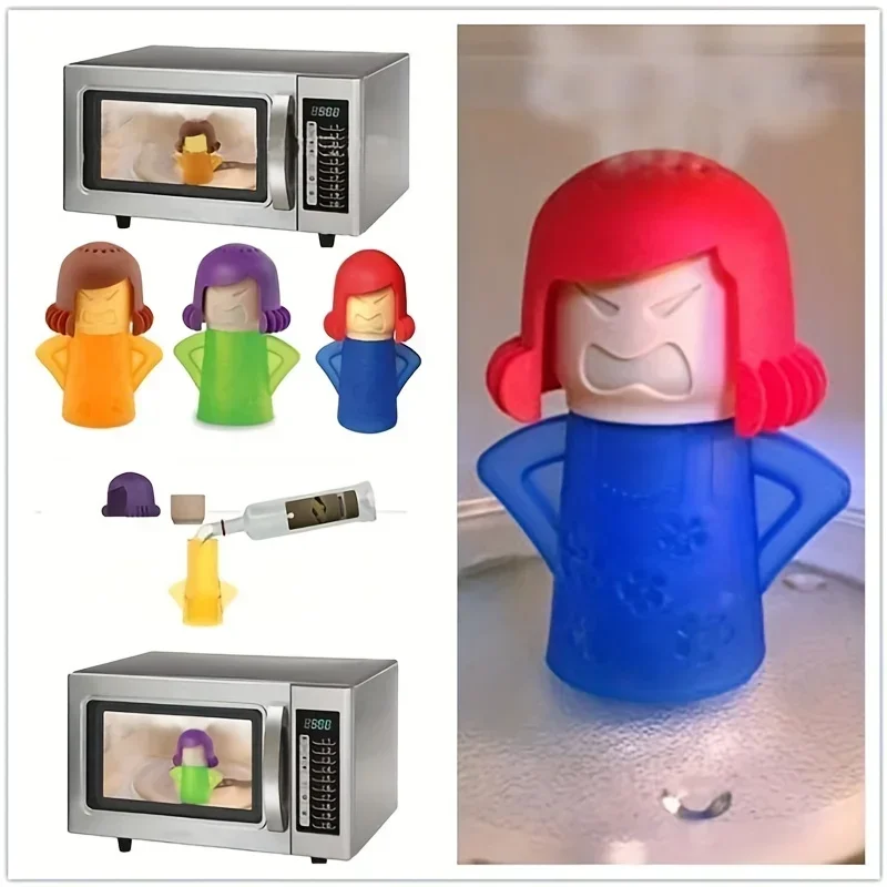 Limpiador de microondas a vapor para horno Angry Mama, eliminador fácil de aceite, suciedad, desodorante para nevera, herramienta de limpieza de cocina útil para el hogar, 1 ud.