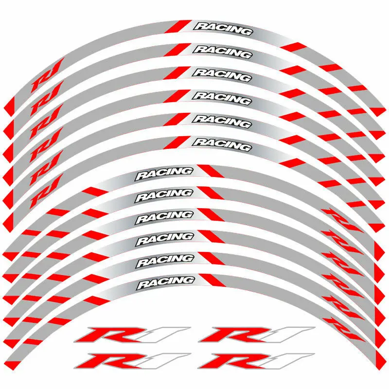 야마하 YZF-R1 YZF R1 17인치 림 스트라이프 휠 데칼 테이프 스티커 키트용 오토바이 스티커 데칼
