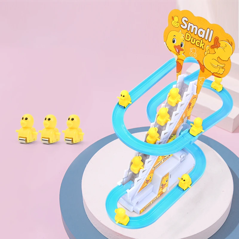 Electric Duck Track Slide Toys Boy Girls Funny Climbing Stairs Educational Toy Musical Roller Coaster Baby Toy for Children Kids