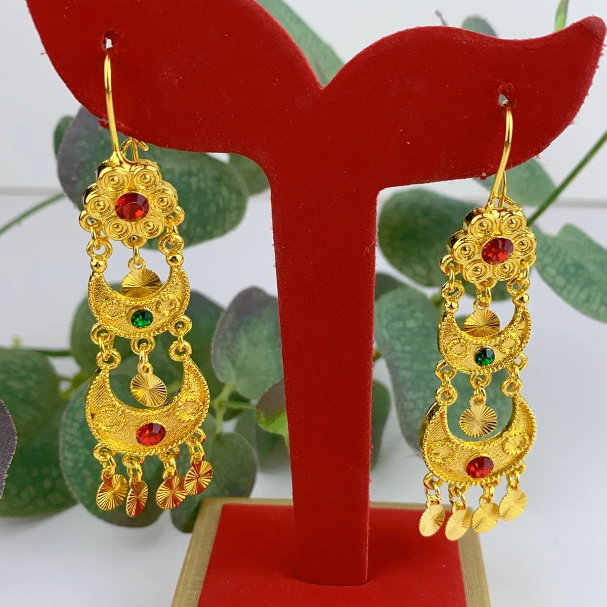 Indian Drop Dangle Earrings Jewelry For Girls 24K Gold Color African Dubai Ethiopia Wedding Earring Accessories Wholesale