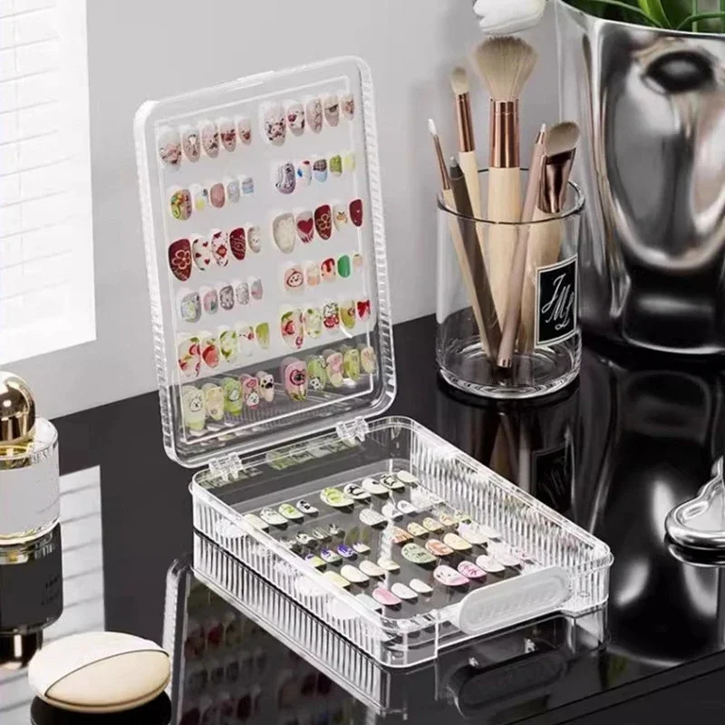 Scatola portaoggetti vuota per unghie Set di imballaggio per unghie finte per organizzatore di manicure Forniture per unghie con nastro adesivo biadesivo