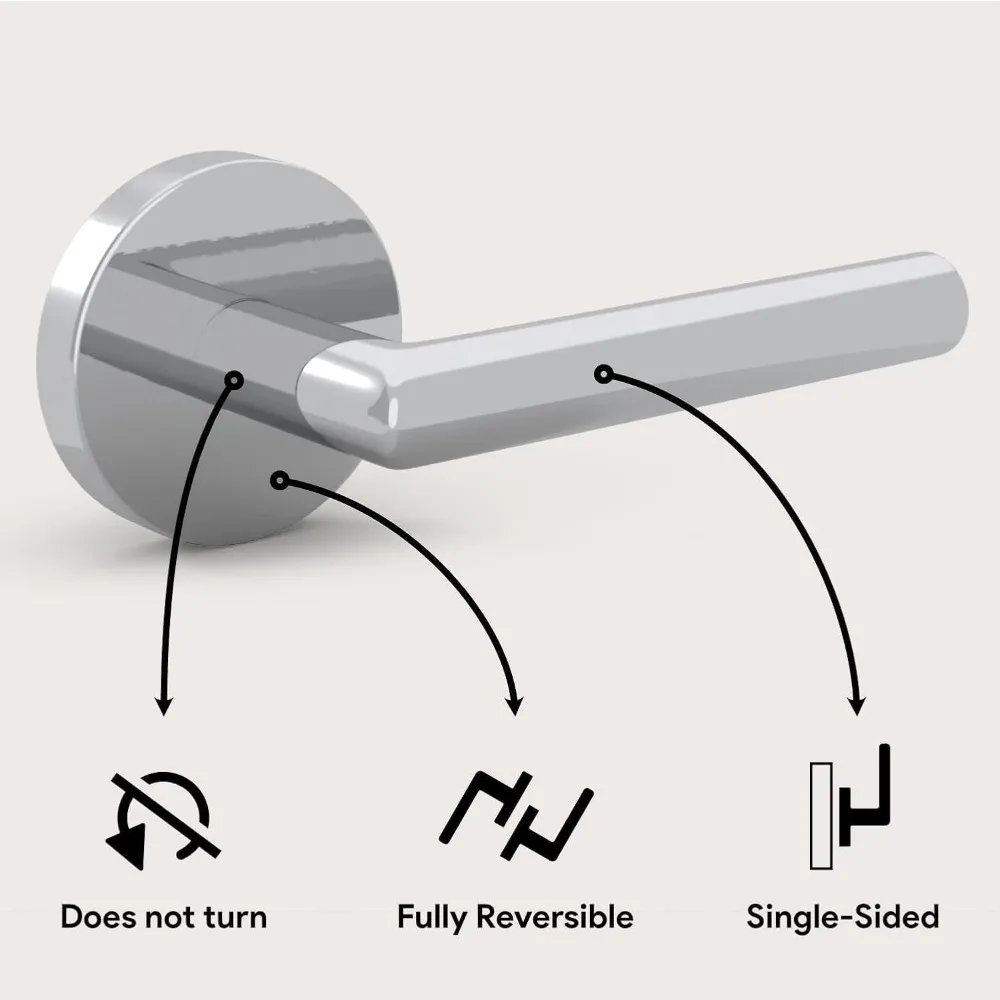 مقابض الأبواب المدمية من ميجا هاندلز - 6 عبوات من مقابض الأبواب الكروم شديدة التحمل، مقبض باب غير قابل للدوران للخزانة والأبواب الفرنسية،