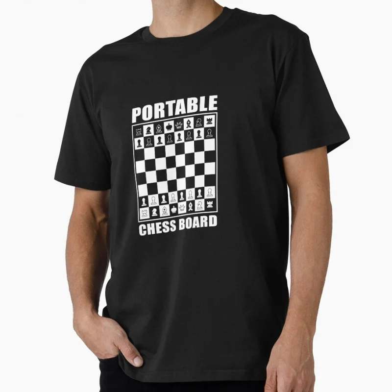 

Portable Chess Board Funny Chess Player Gift T shirt for man 100% cotton Large size Tops Game Graphic Print Clothes S-6XL