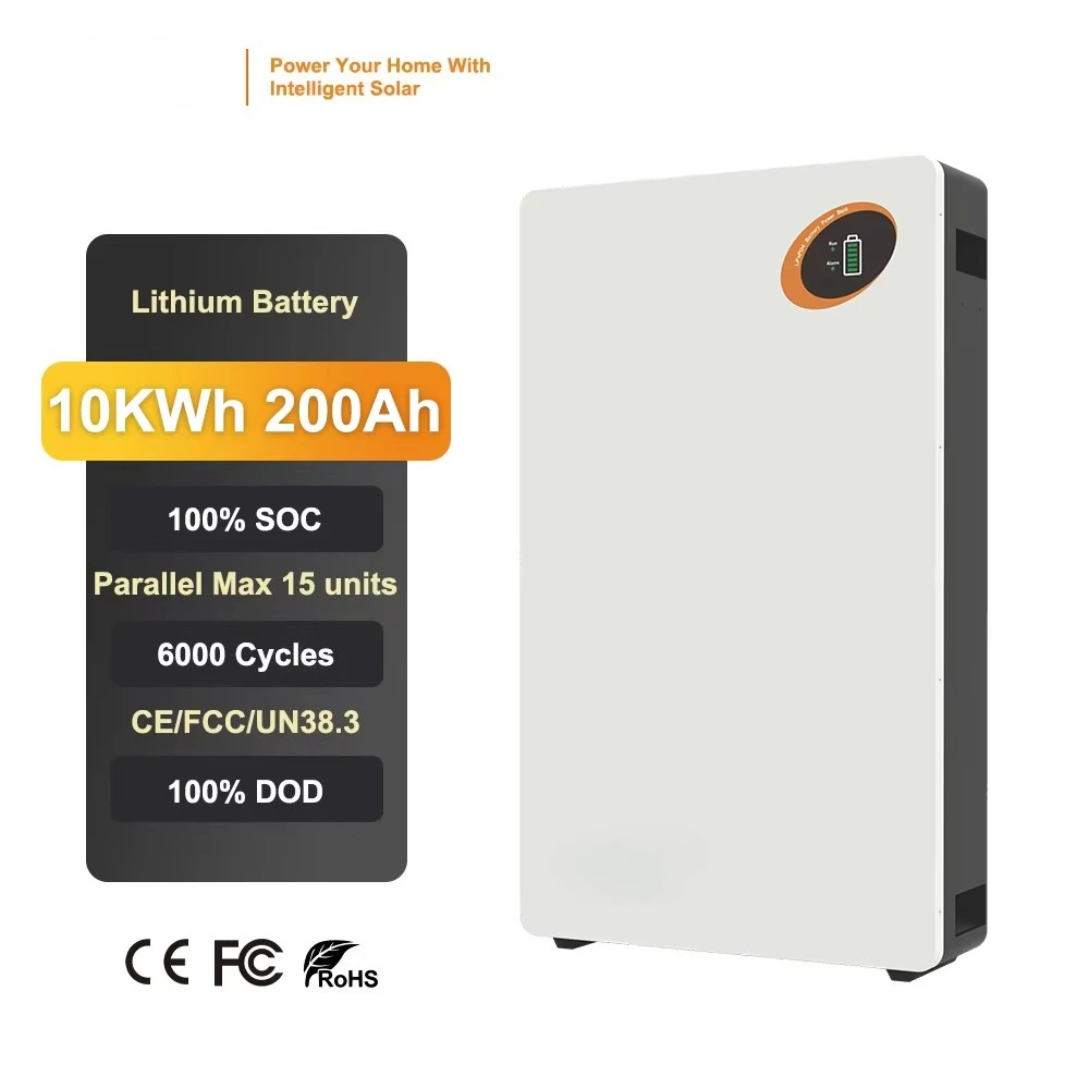 48V 200Ah LiFePO4 Wall-Mounted Battery – 9.6kWh Solar Energy Storage for Home Backup