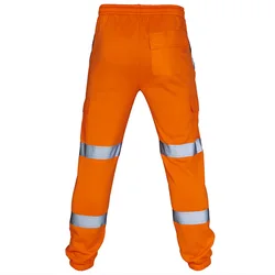 Mens Work Uniform Bottoms Safety Sweat Pants Striped Reflective Pants Loose Mens Jogging Trousers Joggers Patchwork Workwear