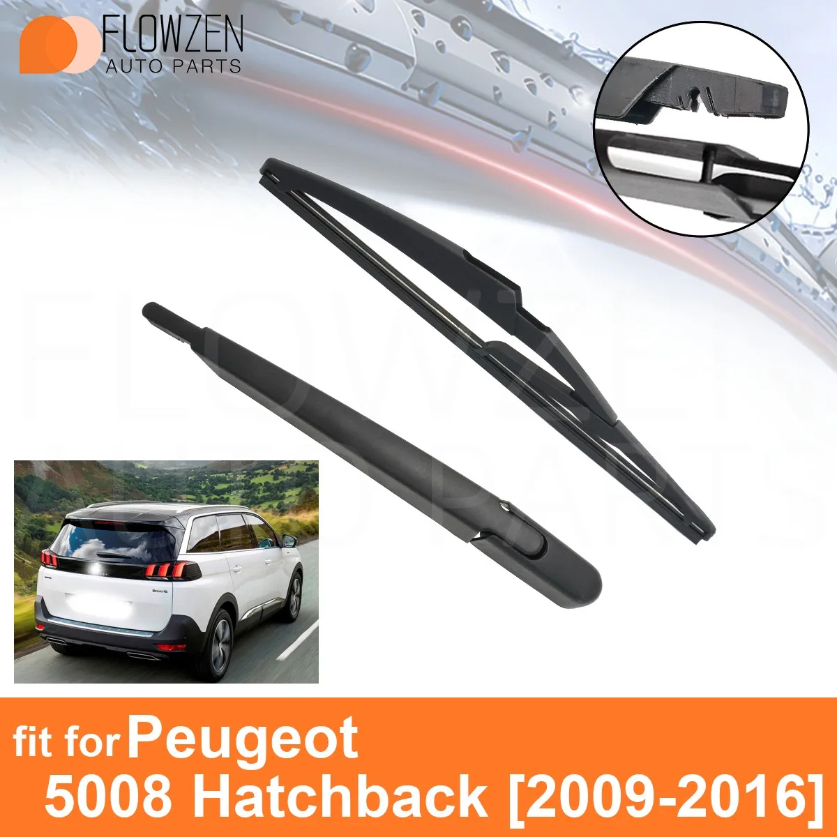 2Pcs Car Rear Wiper Blade & Arm Set for Peugeot 5008 Hatchback 2009-2016 Windscreen Tailgate  2010 2011 2012 2013 2014 2015 2016