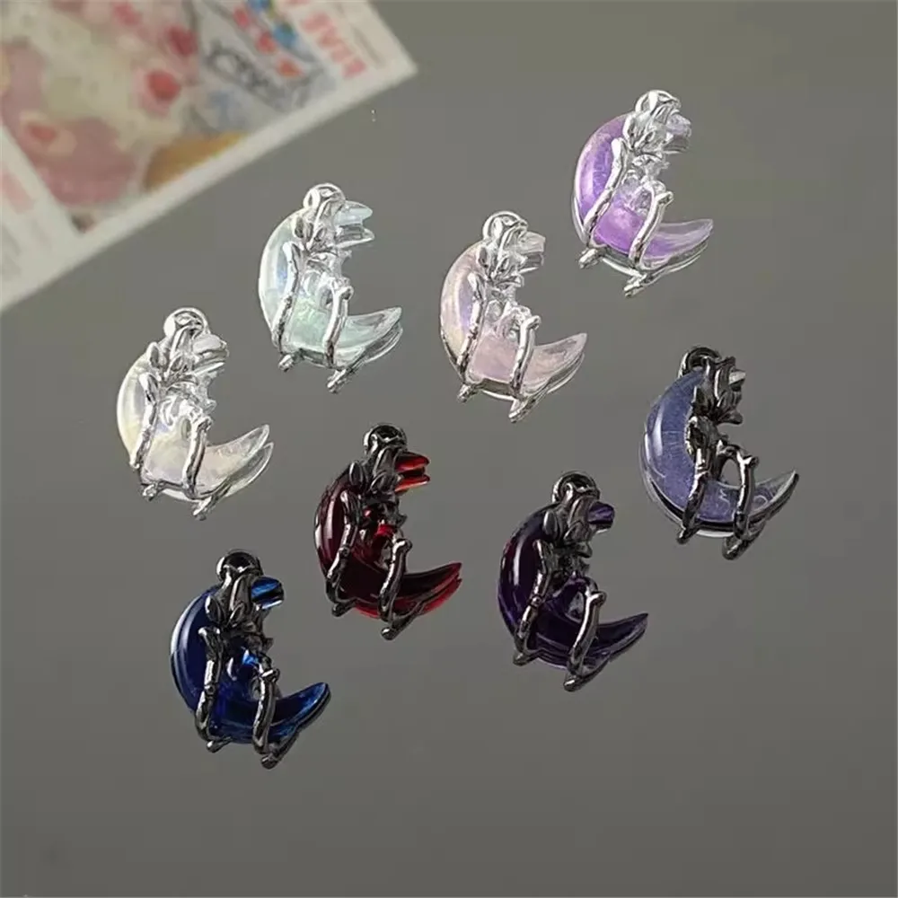 

【 Moon and Rose 】 Fine Sparkling Moon Pendant Material, Handmade Necklace, Bracelet, Diy Jewelry, Loose Beads, Beaded Accessorie