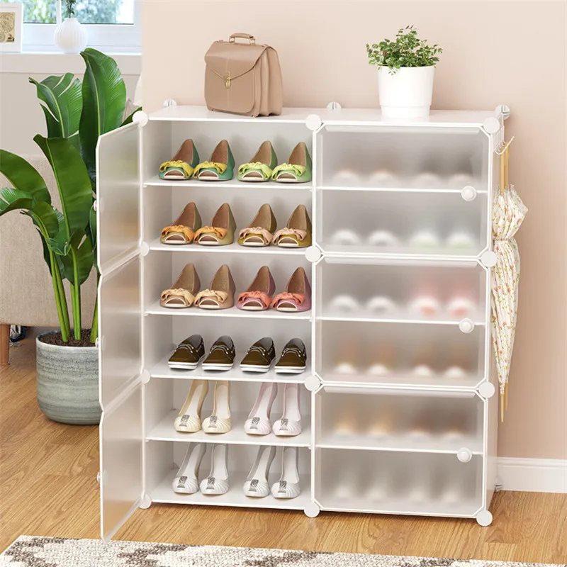 Vertical Shoe Rack Dustproof Shoe Cabinet with Door Easy Assembly Shoes Organizer Shelf Space-Saving Stand Holder Home Furniture