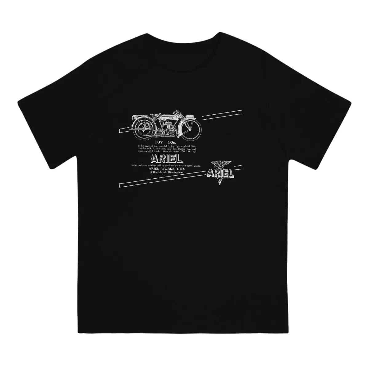 Motorcycles 1911 T-Shirts Men A-Ariel Leisure Pure Cotton Tee Shirt Crewneck Short Sleeve T Shirt Printed Clothing