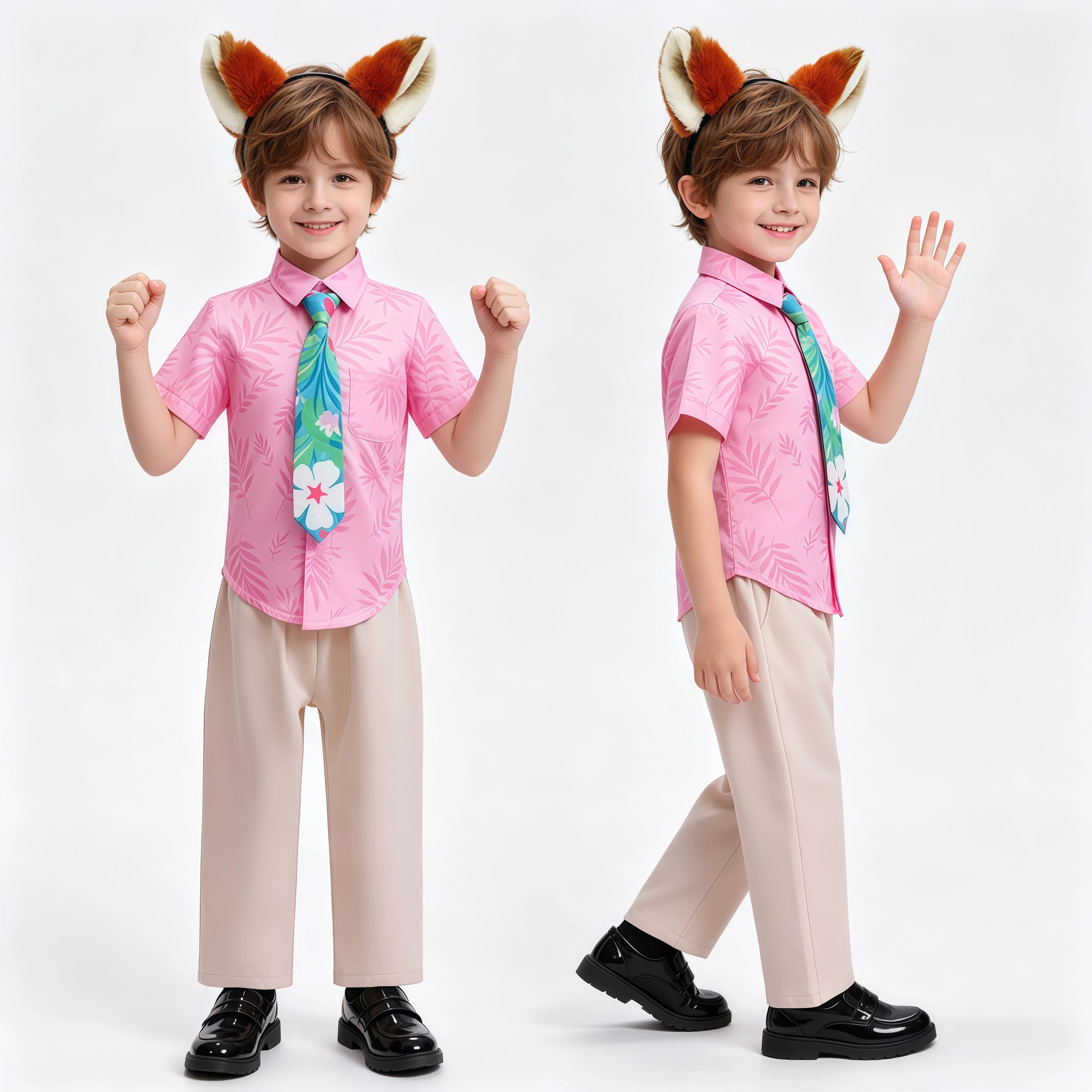 Movie Nick Wilde Costumes Boys Girls Cosplay Fox Shirt Pants Headwear Set For Children Halloween Carnival Themed Party Outfits