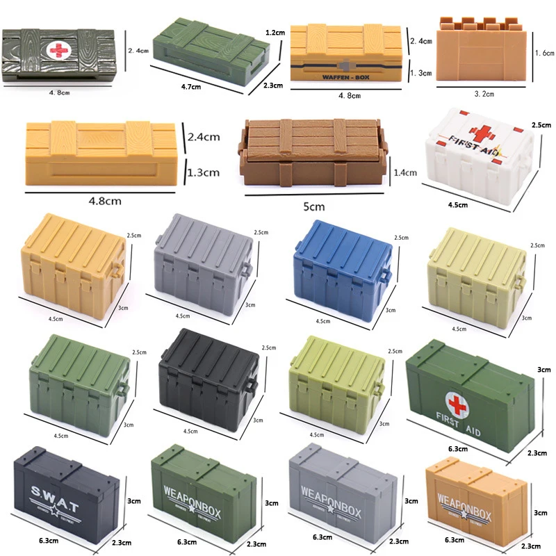 MOC Military Figure Accessories Building Blocks Foldable cover Waffen Box medical kit Military Scene Equipment Bricks Toys Gifts