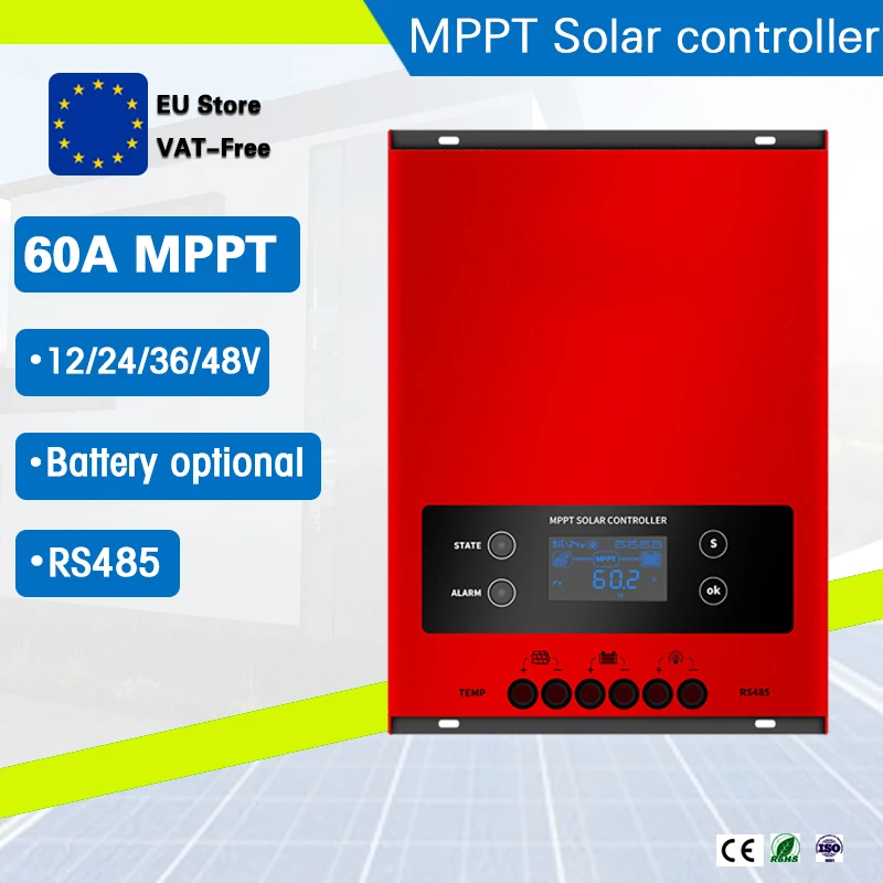 60A MPPT Solar Charge Controller  Dc 150V Auto 12V/24V/36V/48V Solar Charger Regulator E-smart Mppt Charge Controller