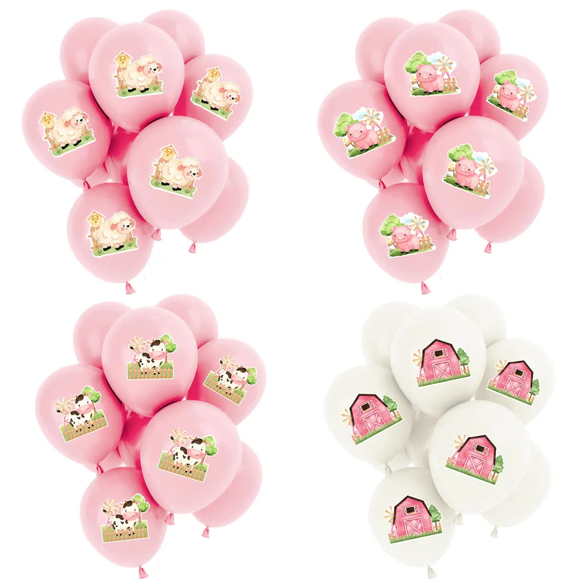 Pink Farm Animal Balloons Farm Themed Birthday Party Decorations Baby Shower Girls Birthday Party Supplies Barnyard Theme Decor