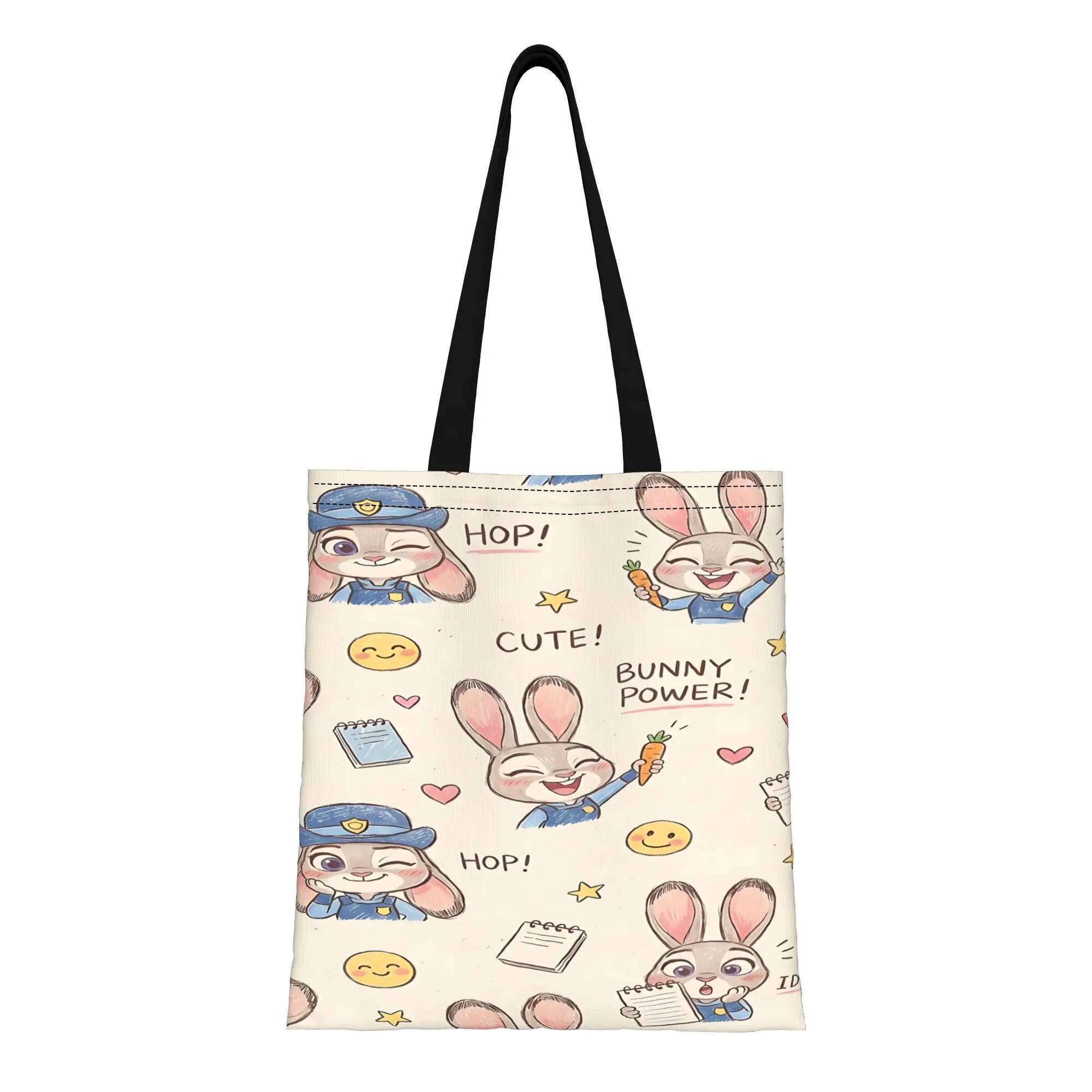 

1PC Valentine's Day Disney Zootopia 2 Reusable Double Sided Canvas Tote Bag Shoulder Cartoon Judy Hopps Handbag