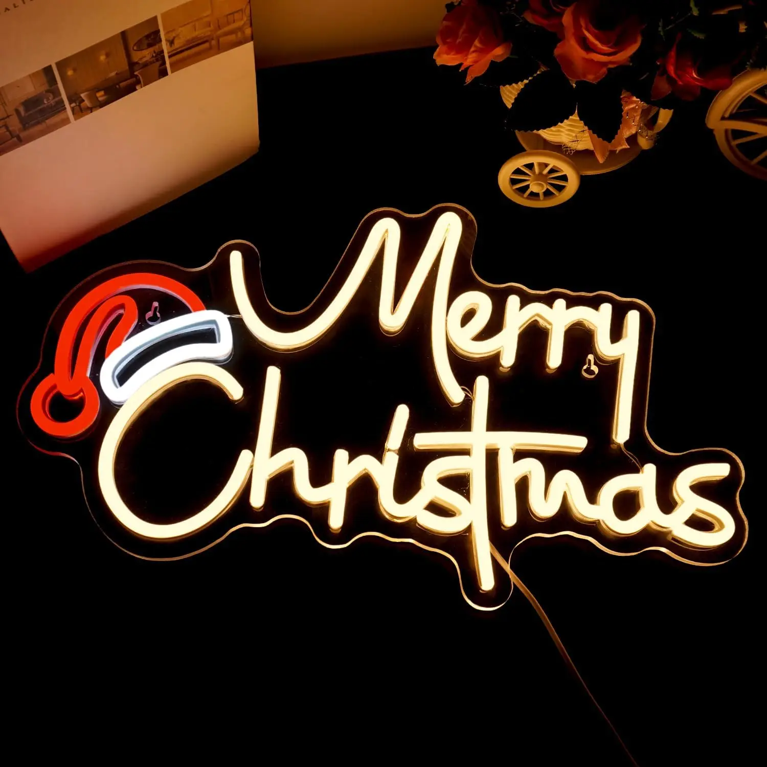 Merry Christmas Neon Sign Christmas LED Sign Night Light for Indoor Party Kids Bedroom Wedding Bar Pub Club Christmas Decor